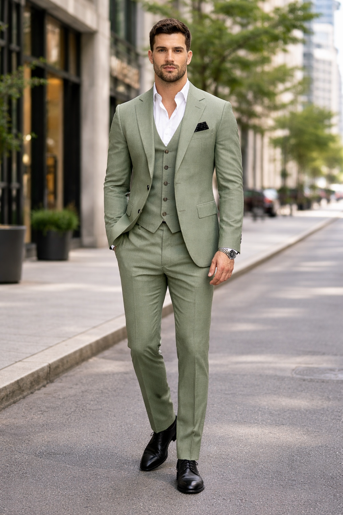 Men Sage Light Green Suit