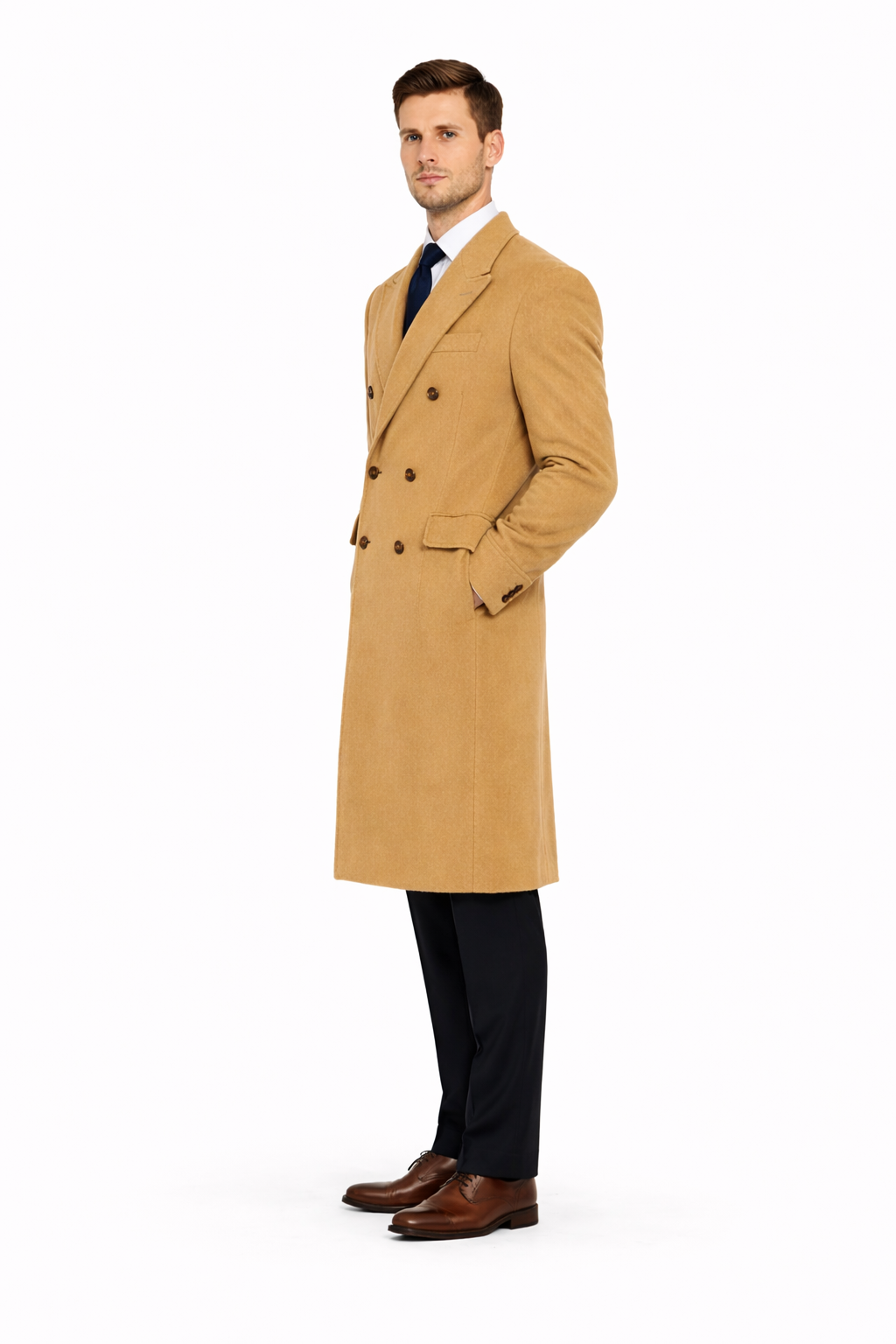 Men Tan Color Overcoat