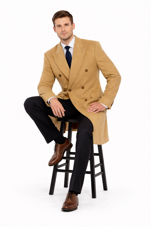Men Tan Color Overcoat