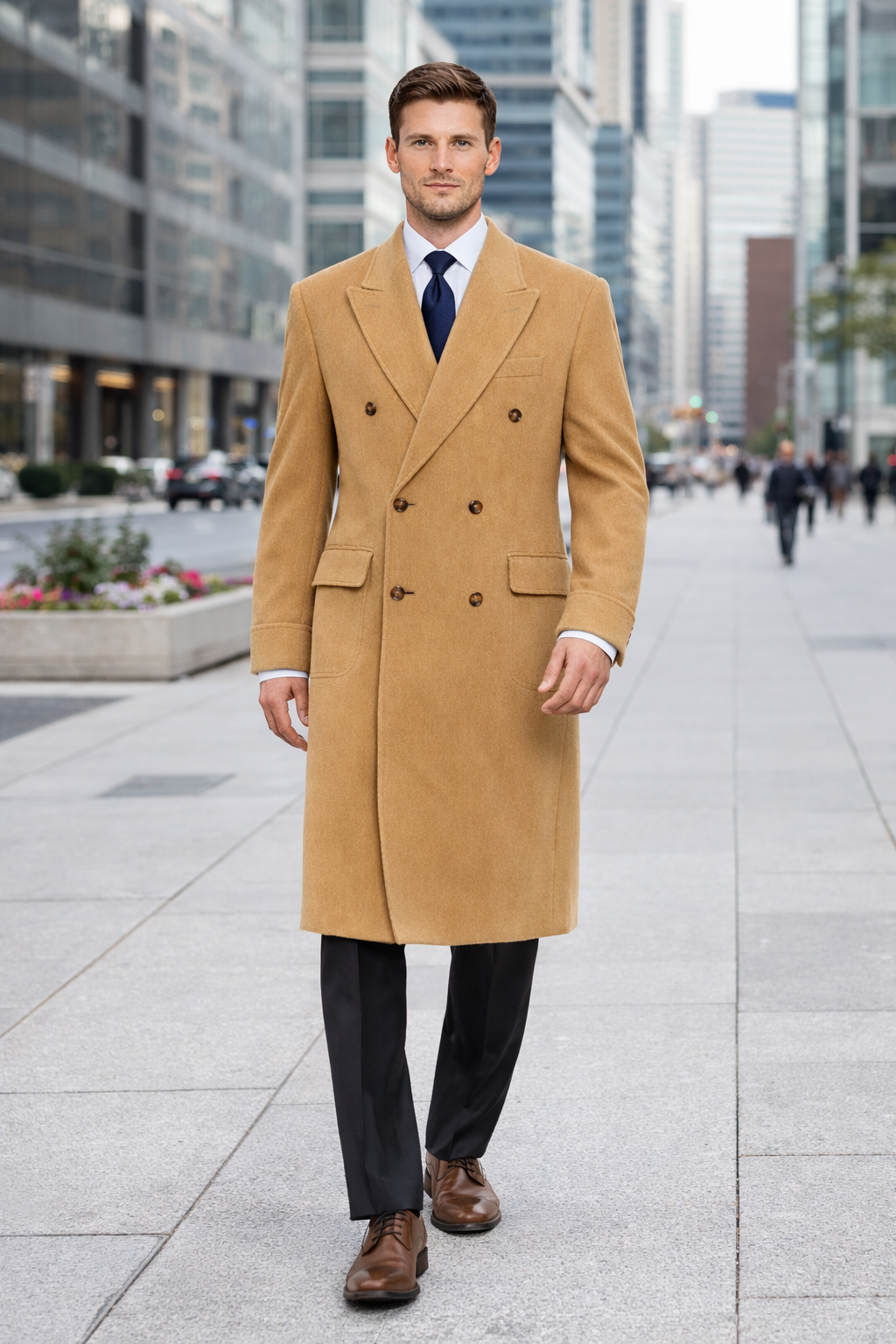 Men Tan Color Overcoat