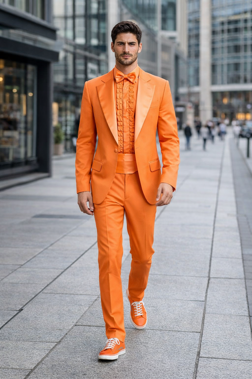 Men Tuxedo Blue and Orange