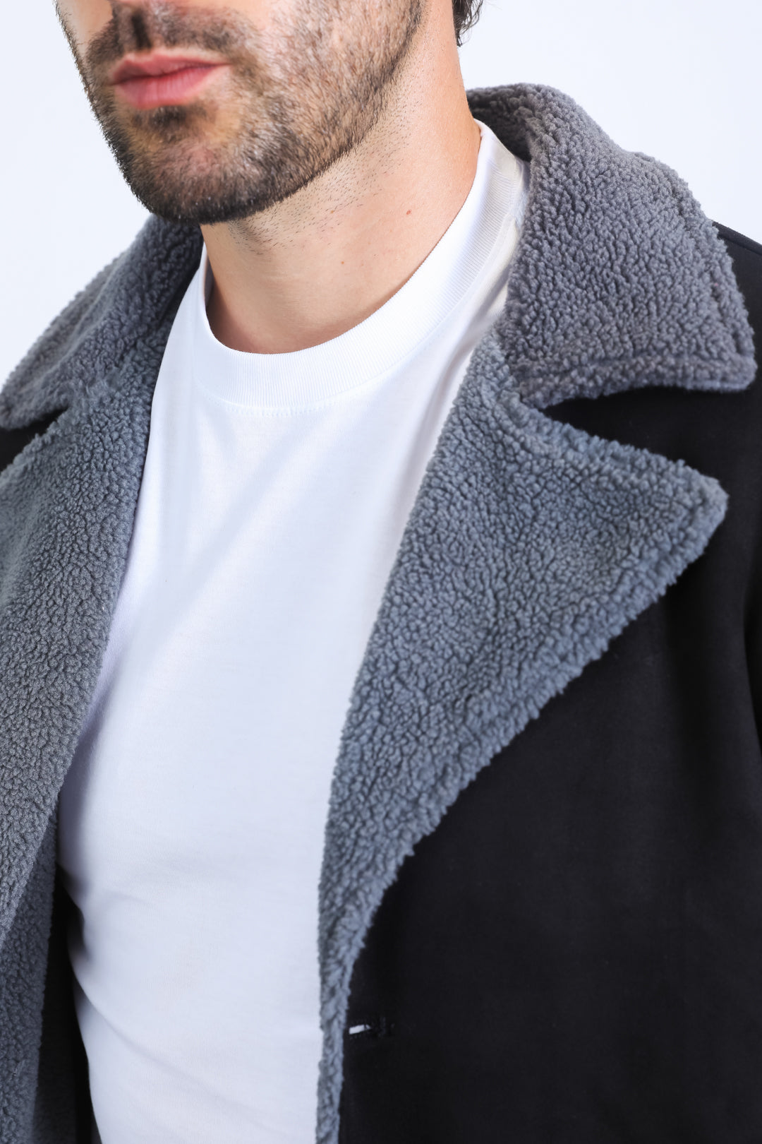 Men’s Black Faux Suede Western Overcoat – Longline Cowboy Style Jacket