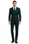 Men's Two Button Vested Notch Lapel Matching Vest and Basic Suit in Hunter Green