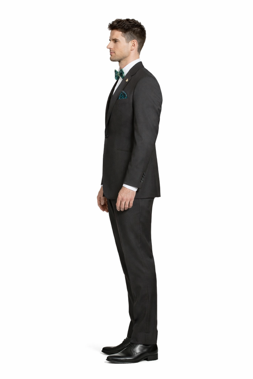 Mens 2 Button Modern Fit Vested Wool Suit in Olive