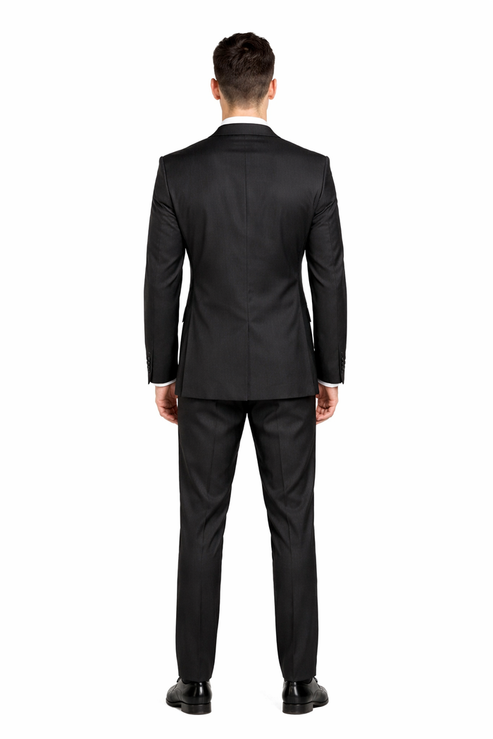 Mens 2 Button Modern Fit Vested Wool Suit in Olive