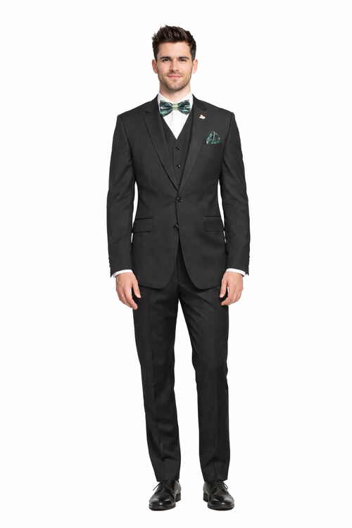 Mens 2 Button Modern Fit Vested Wool Suit in Olive