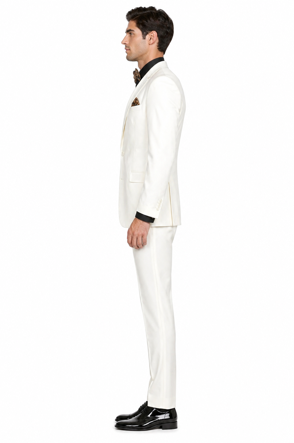 Mens 2 Button Notch Lapel 3 PC Suit With Vest Off-White