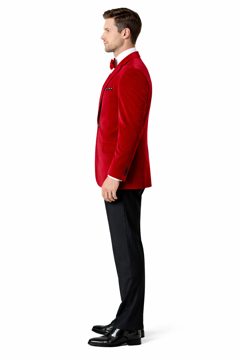 Mens 2 Button Velvet  Red  Blazer