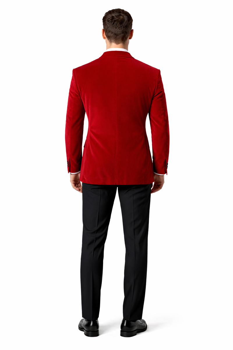 Mens 2 Button Velvet  Red  Blazer