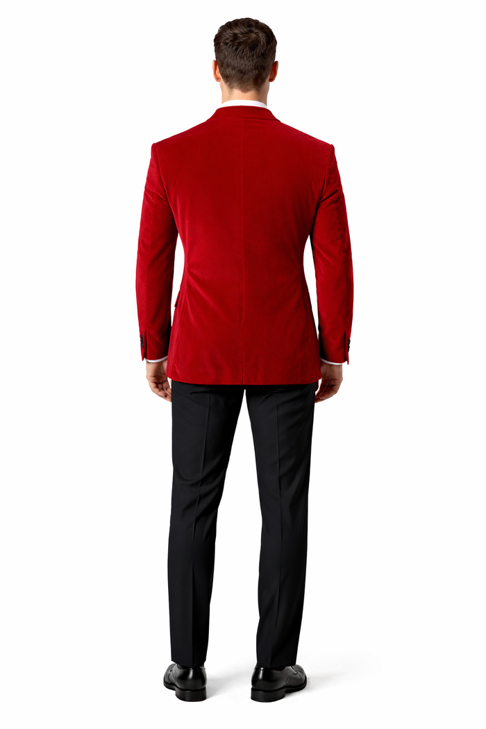 Mens 2 Button Velvet  Red  Blazer