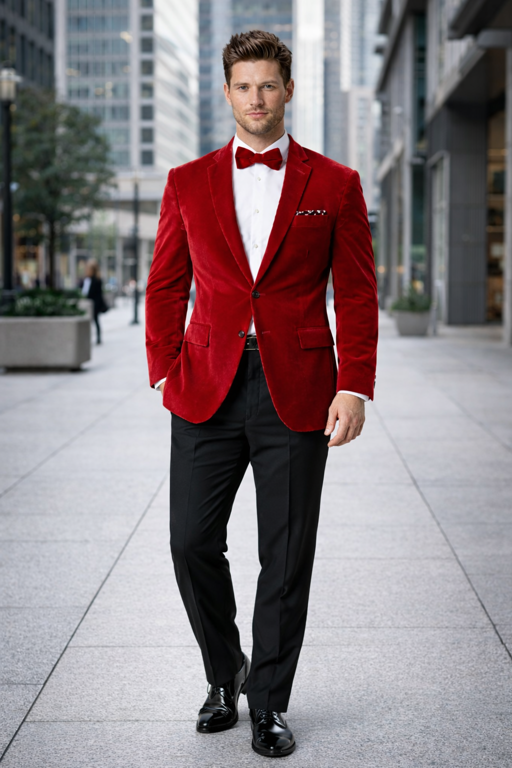 Mens 2 Button Velvet  Red  Blazer