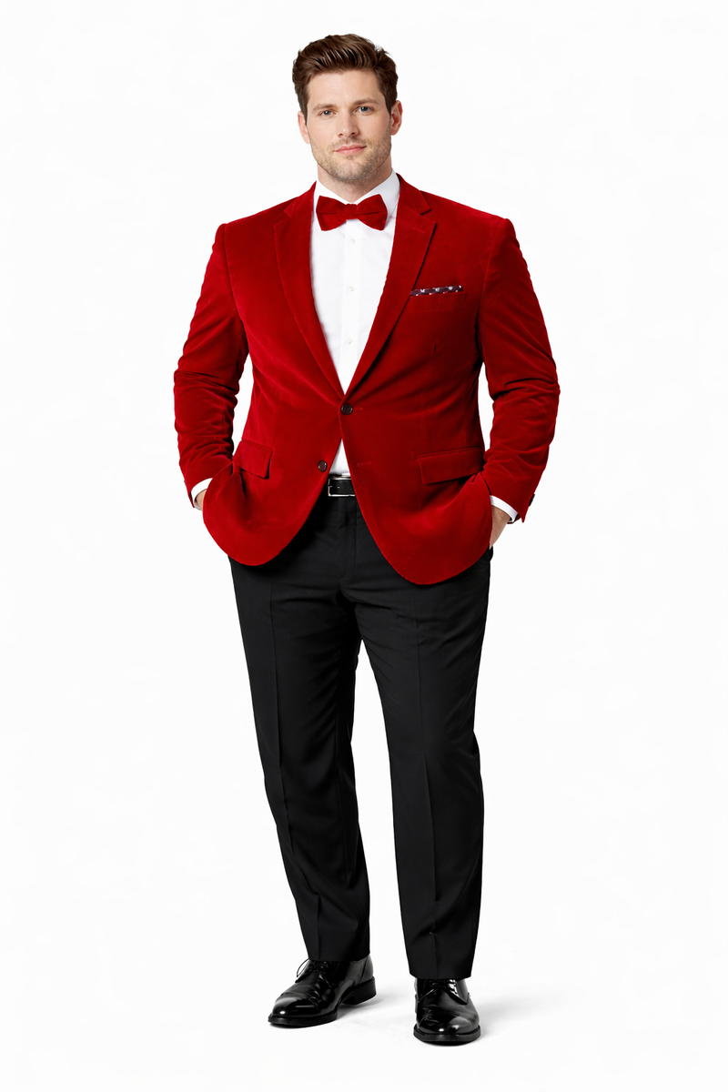 Mens 2 Button Velvet  Red  Blazer