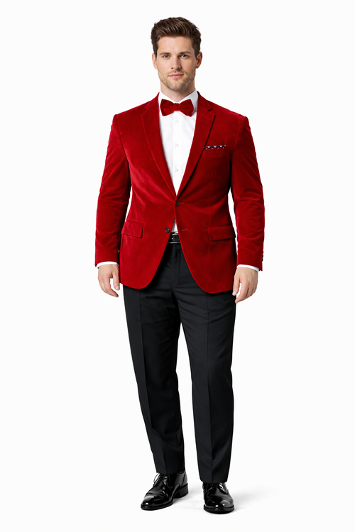 Mens 2 Button Velvet  Red  Blazer