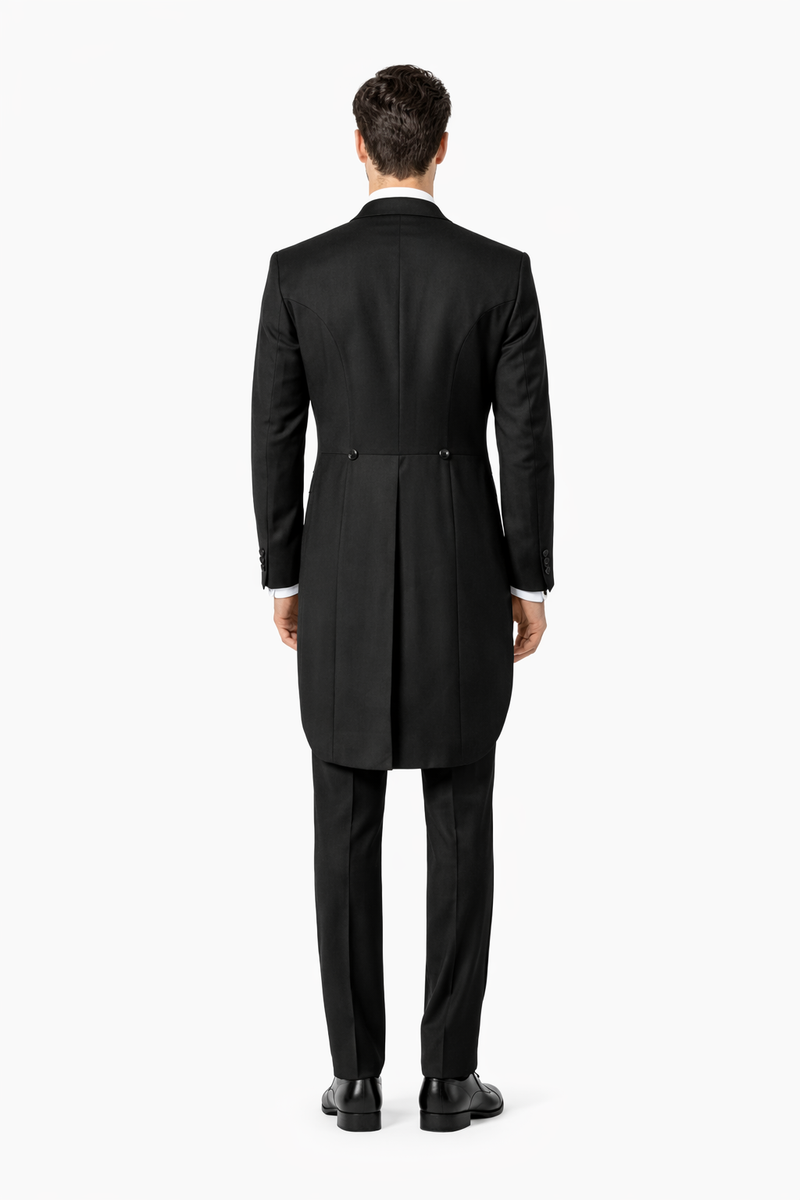 Mens 3pc Vested Classic  6 button Tail Tuxedo in Black