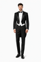 Mens 3pc Vested Classic  6 button Tail Tuxedo in Black
