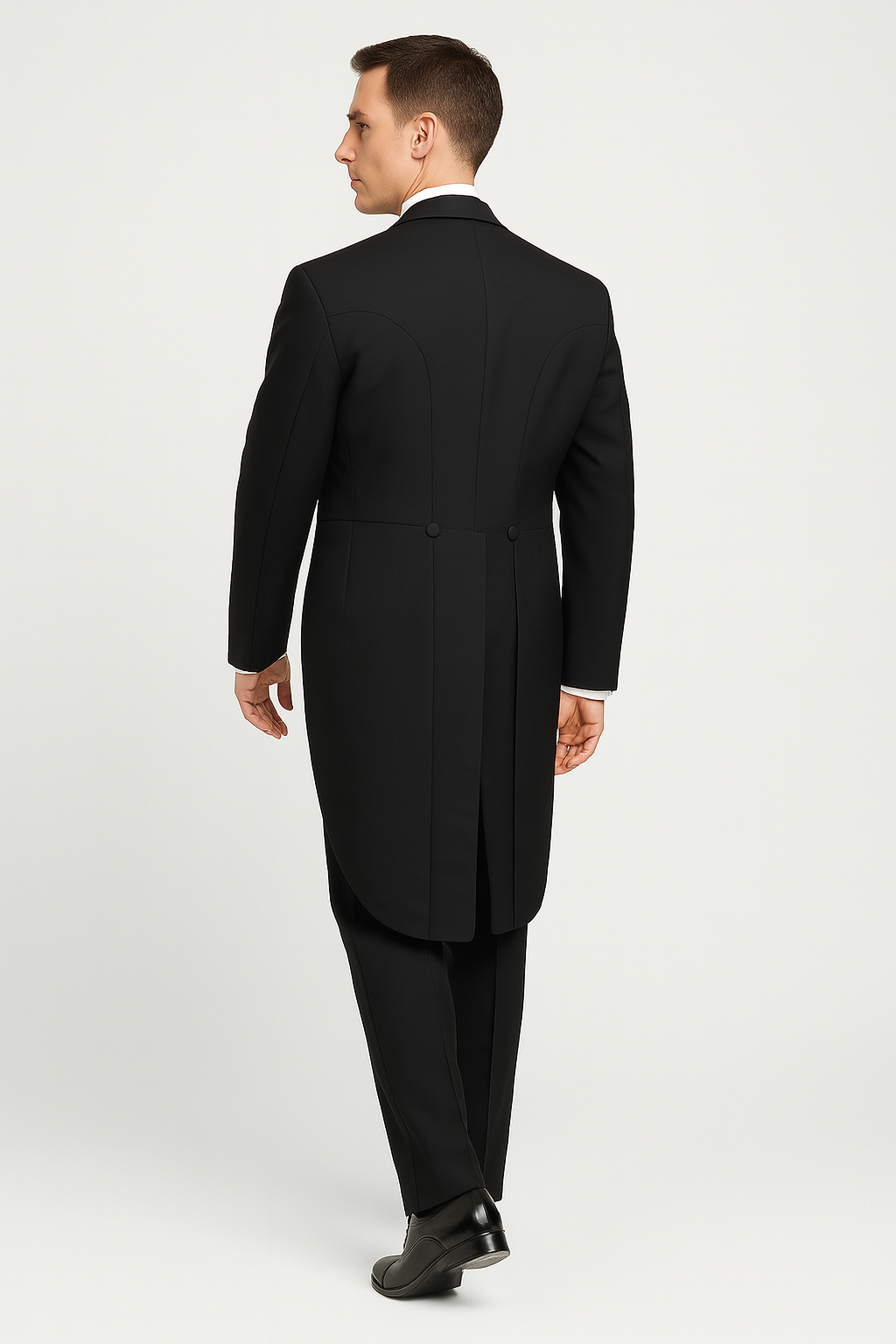 Mens 3pc Vested Classic Tail Tuxedo in Black