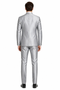 Mens Basic Two Button Slim Fit Shiny Silver Grey Sharkskin Suit