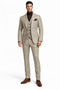 Mens Beige Plaid 3-Piece Suit â€“ Classic Checkered Suit for Weddings, Church Vested Checkered Pattern
