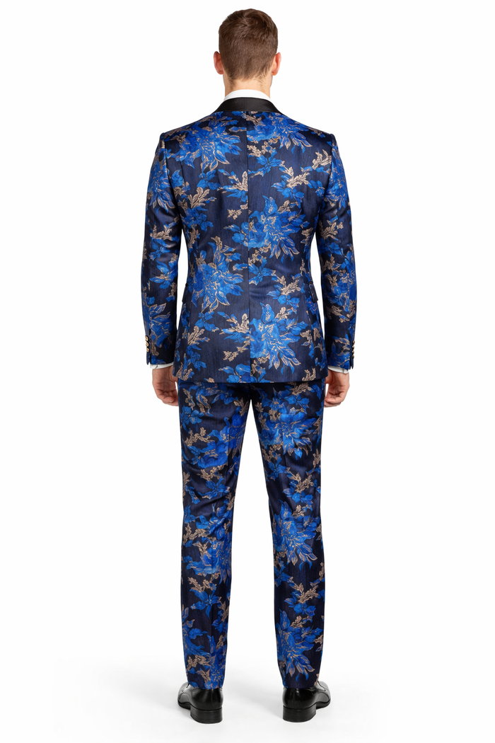 Mens Big and Tall Tuxedo -Royal Blue and Gold Tuxedo