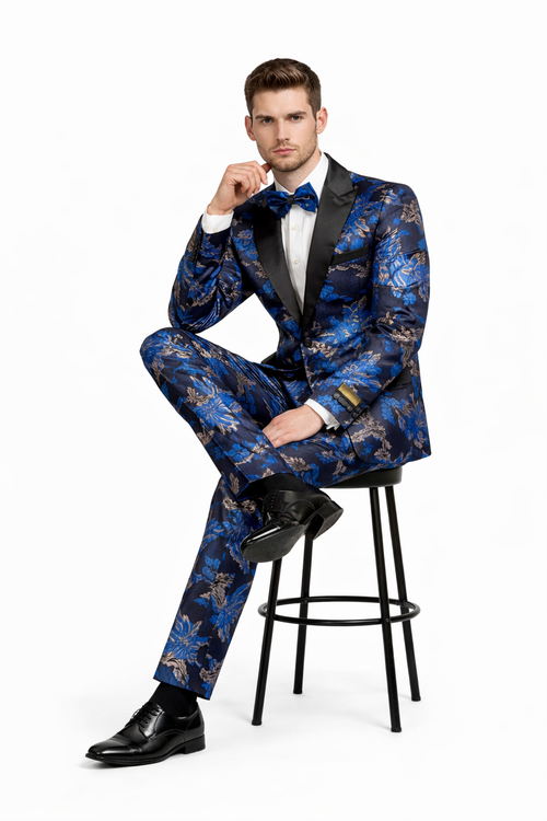 Mens Big and Tall Tuxedo -Royal Blue and Gold Tuxedo