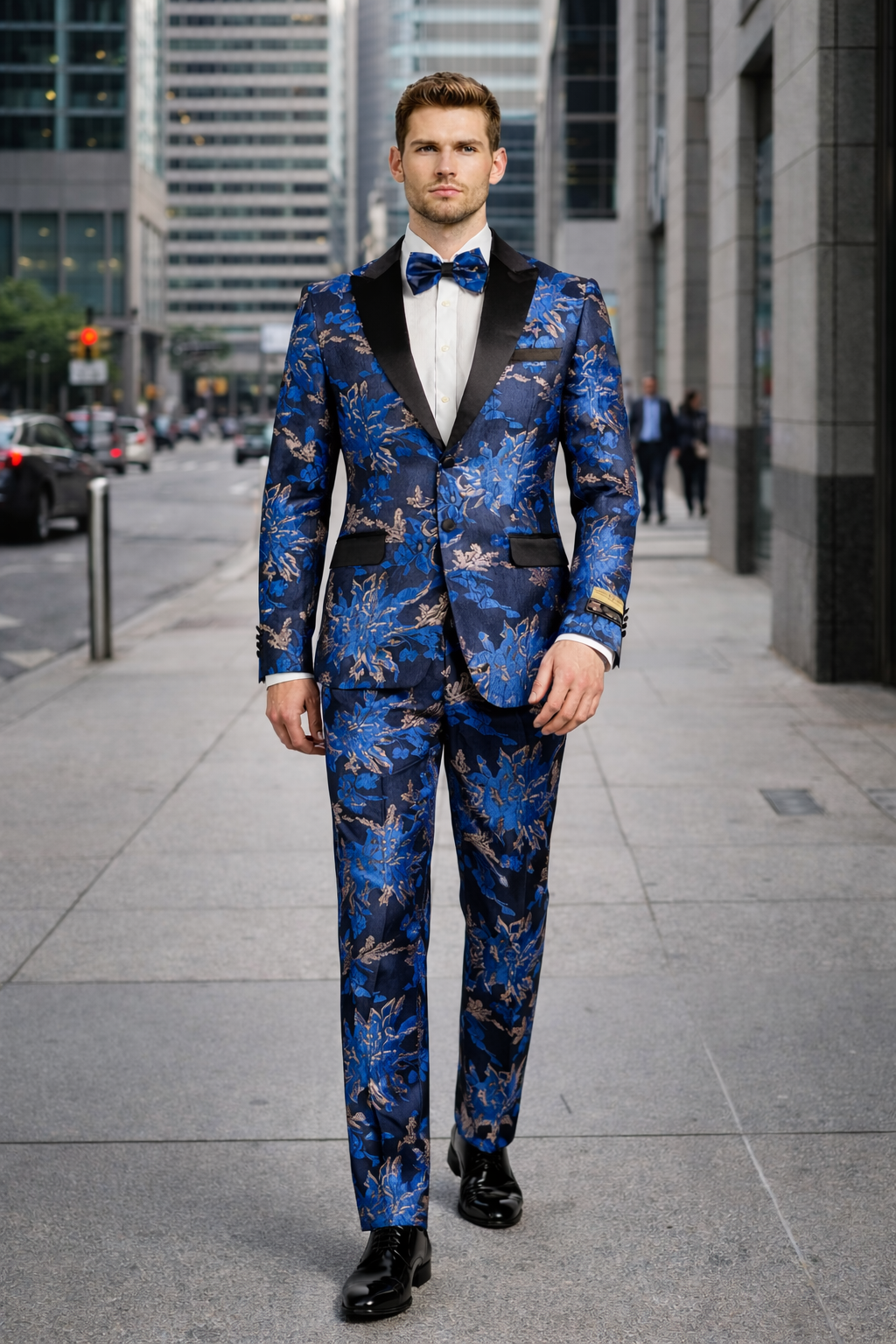Mens Big and Tall Tuxedo -Royal Blue and Gold Tuxedo