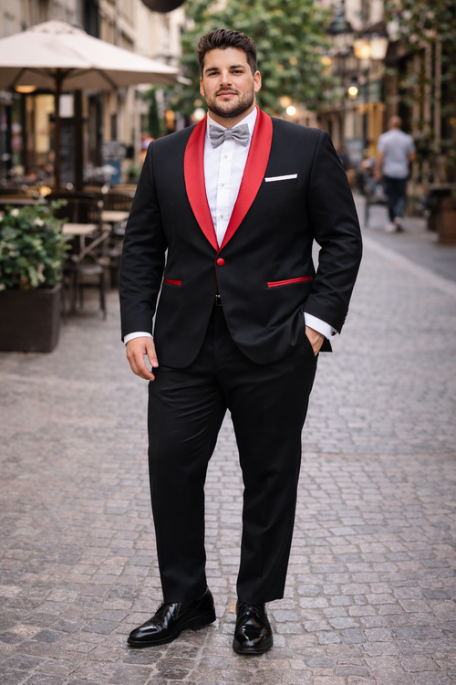Holiday Suit - Christmas Suit - Christmas Blazer Men's Black And Red Two Toned Tuxedo Suit - Red Tuxedo