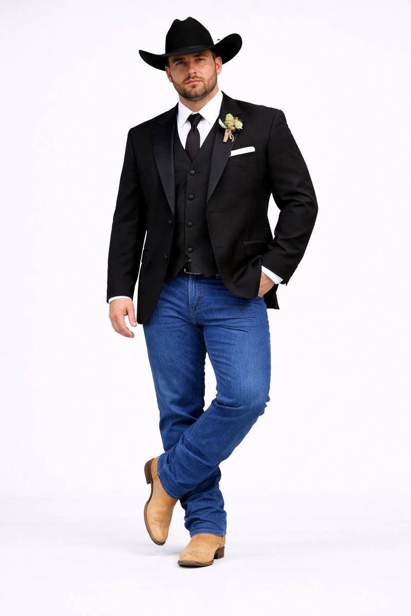 Western Tuxedo Blazer - Black Dinner Jacket