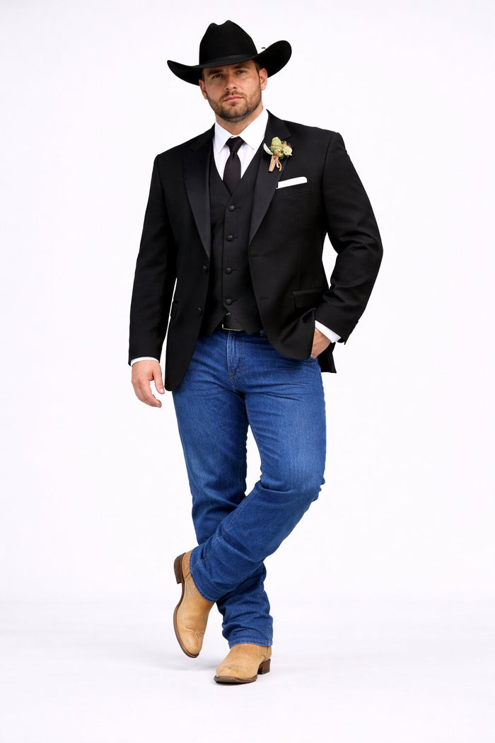 Western Tuxedo Blazer - Black Dinner Jacket