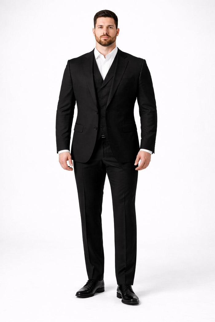 Porto Slim Fit, Pure Wool Suit & Vest by Tiglio Luxe TIG1036