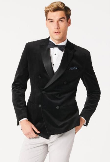 Mens Black Double Blazer - AlbertoNardoniStore