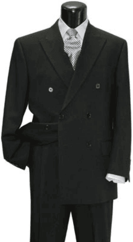 Mens Black Double Breasted Suit - AlbertoNardoniStore