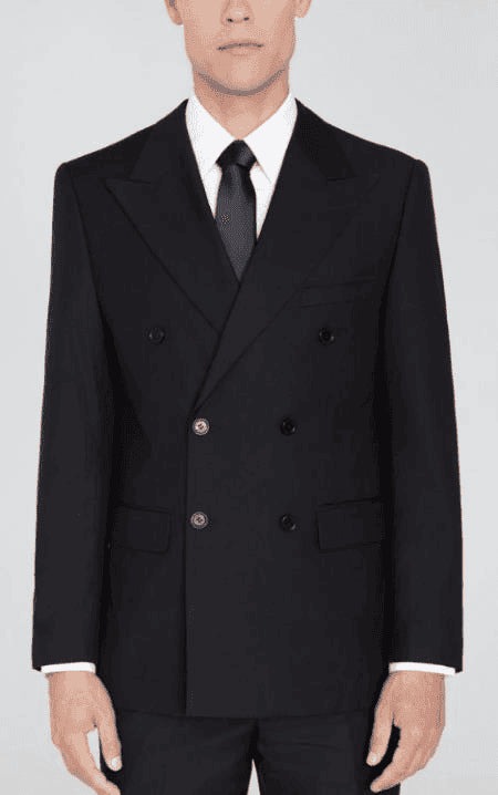 Mens Black Double Breasted Suit - AlbertoNardoniStore