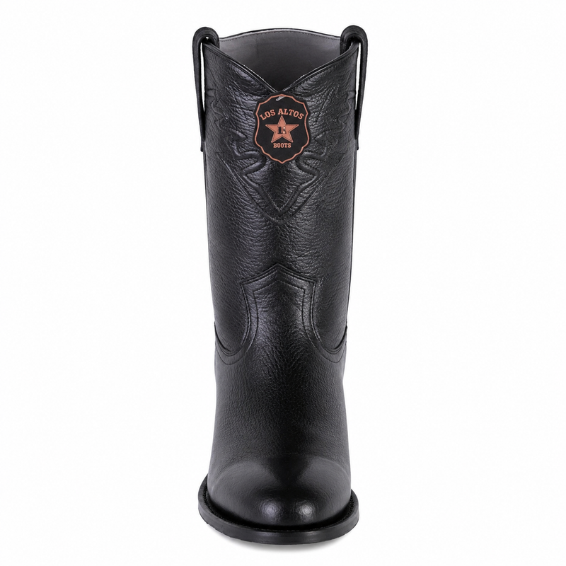 Men's Black Elk Leather Cowboy Boots - Los Altos Roper Dress Boots