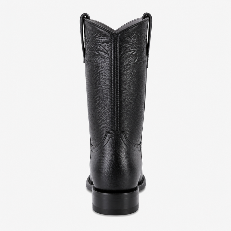 Men's Black Elk Leather Cowboy Boots - Los Altos Roper Dress Boots