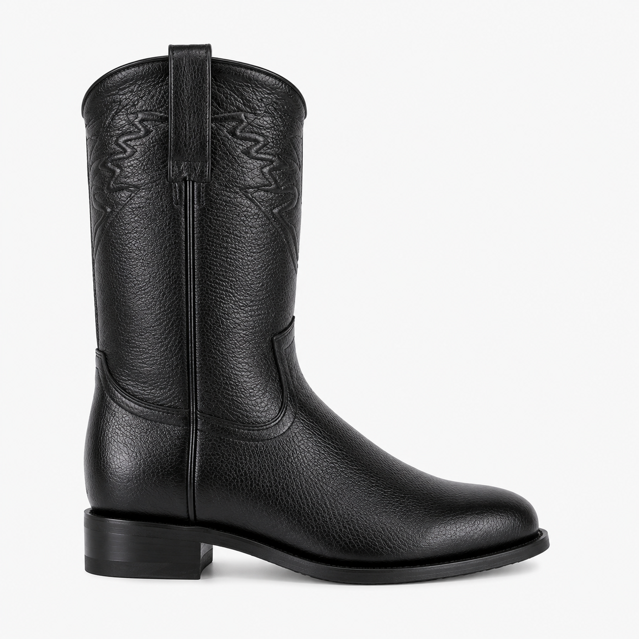 Men's Black Elk Leather Cowboy Boots - Los Altos Roper Dress Boots