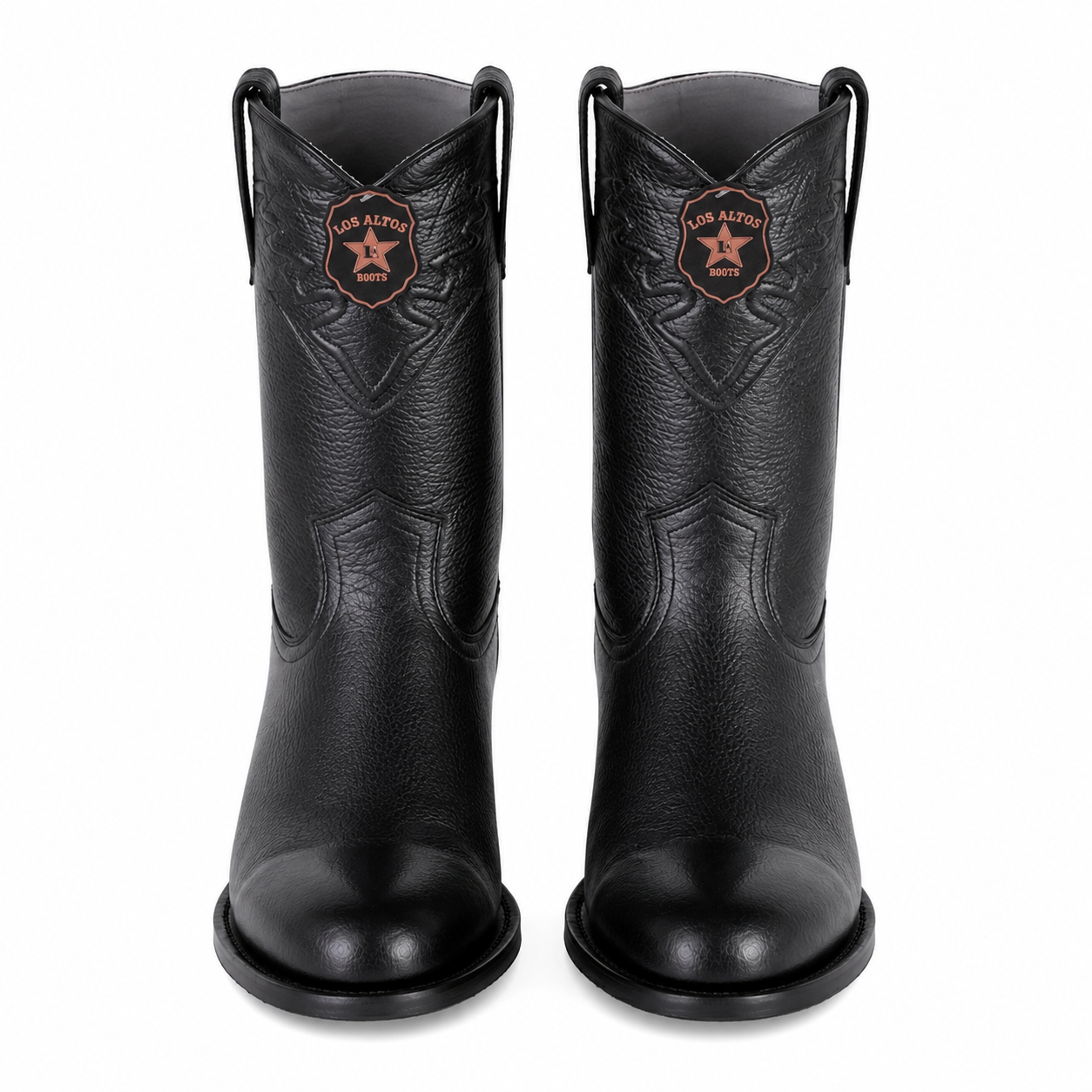 Men's Black Elk Leather Cowboy Boots - Los Altos Roper Dress Boots