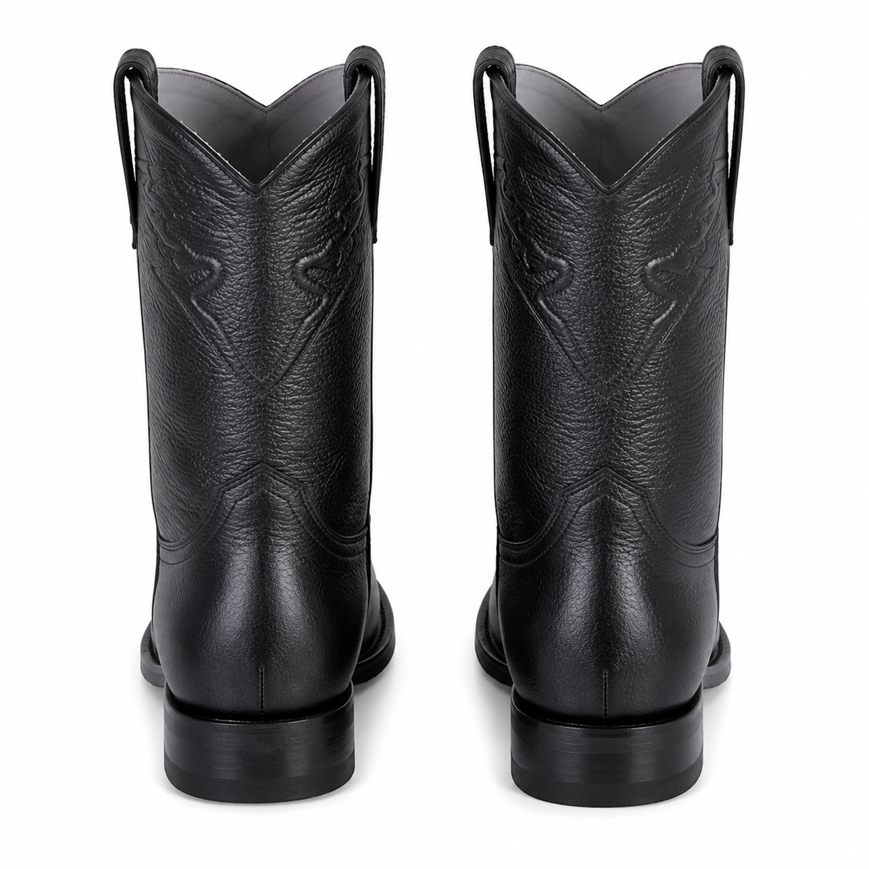 Men's Black Elk Leather Cowboy Boots - Los Altos Roper Dress Boots