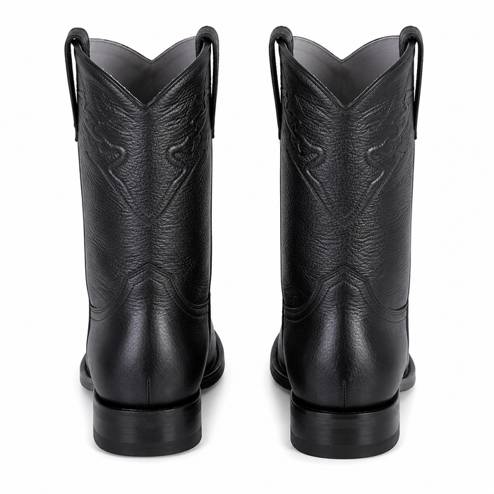 Men's Black Elk Leather Cowboy Boots - Los Altos Roper Dress Boots