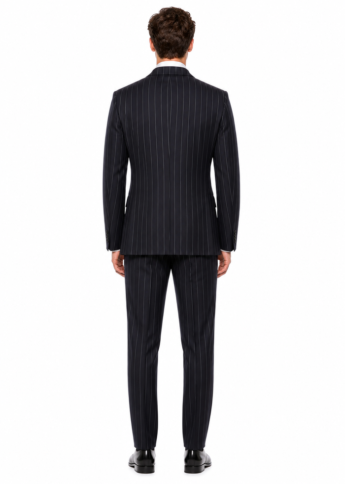 Mens Black Pinstripe AI Capone Suit – Vintage 1920s Gangster Style Three Piece Formal Suit
