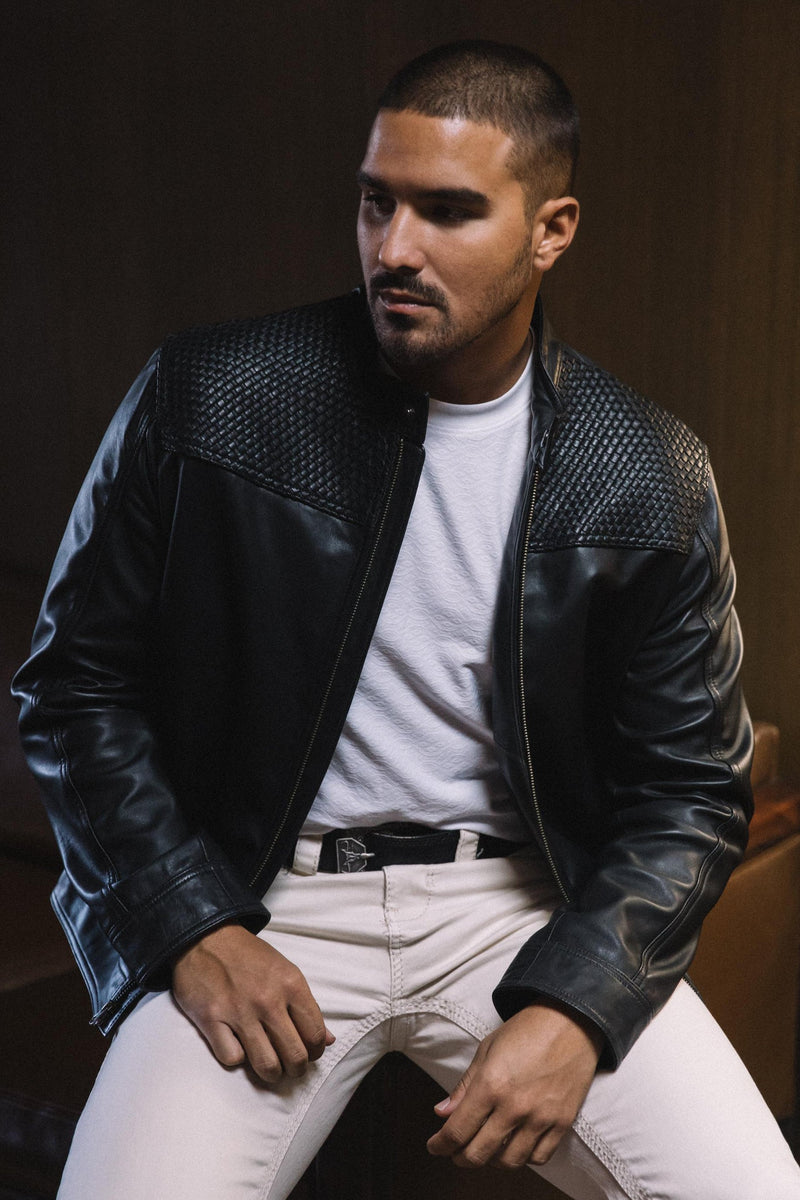 Mens Black Platini Western Leather Jackets - Vintage Cowboy Style