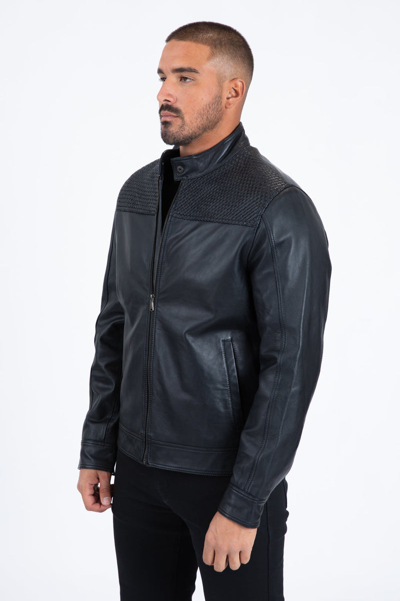 Mens Black Platini Western Leather Jackets - Vintage Cowboy Style