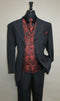 Paisley Suits - Wedding Tuxedo - Groom Red ~ Black Suit + Matching Bowtie