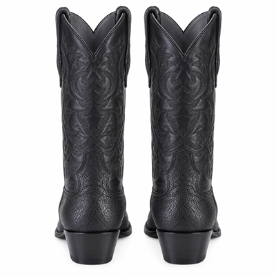 Men's Black Sharkskin Cowboy Boots: Dress Western Boots with Round Toe