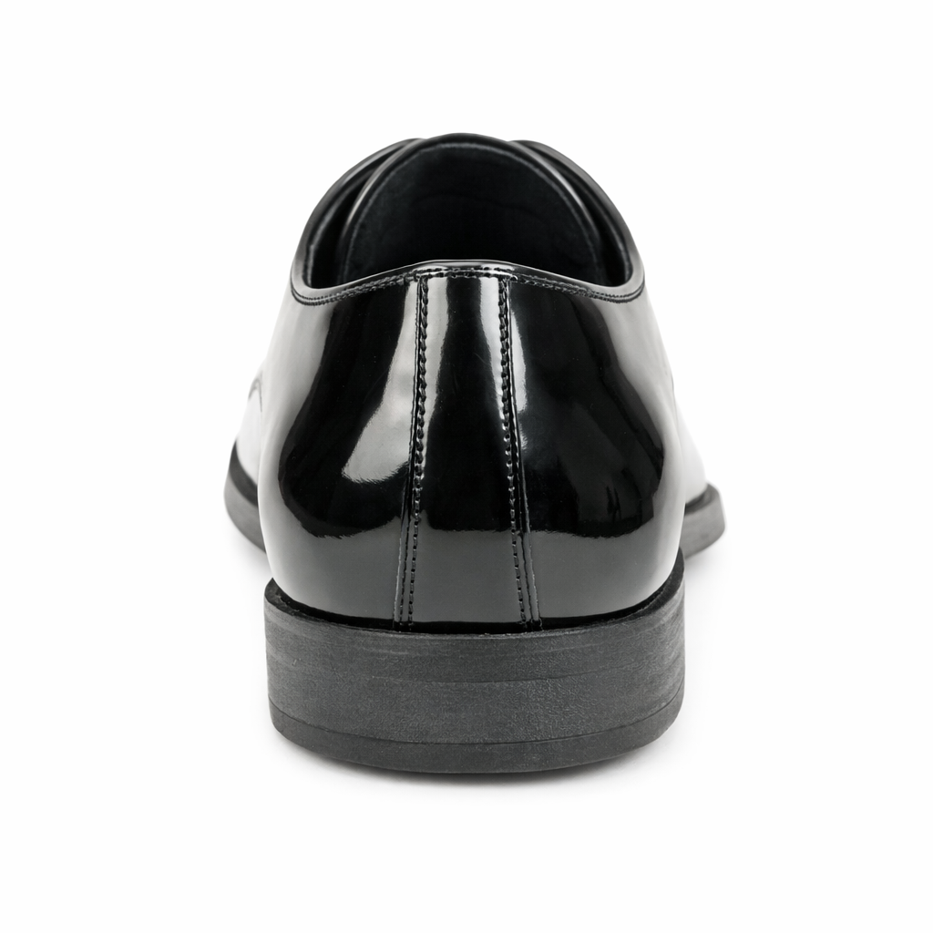 Mens Black Shiny Dress Shoe - Lace-up Style  Secure and Adjustable