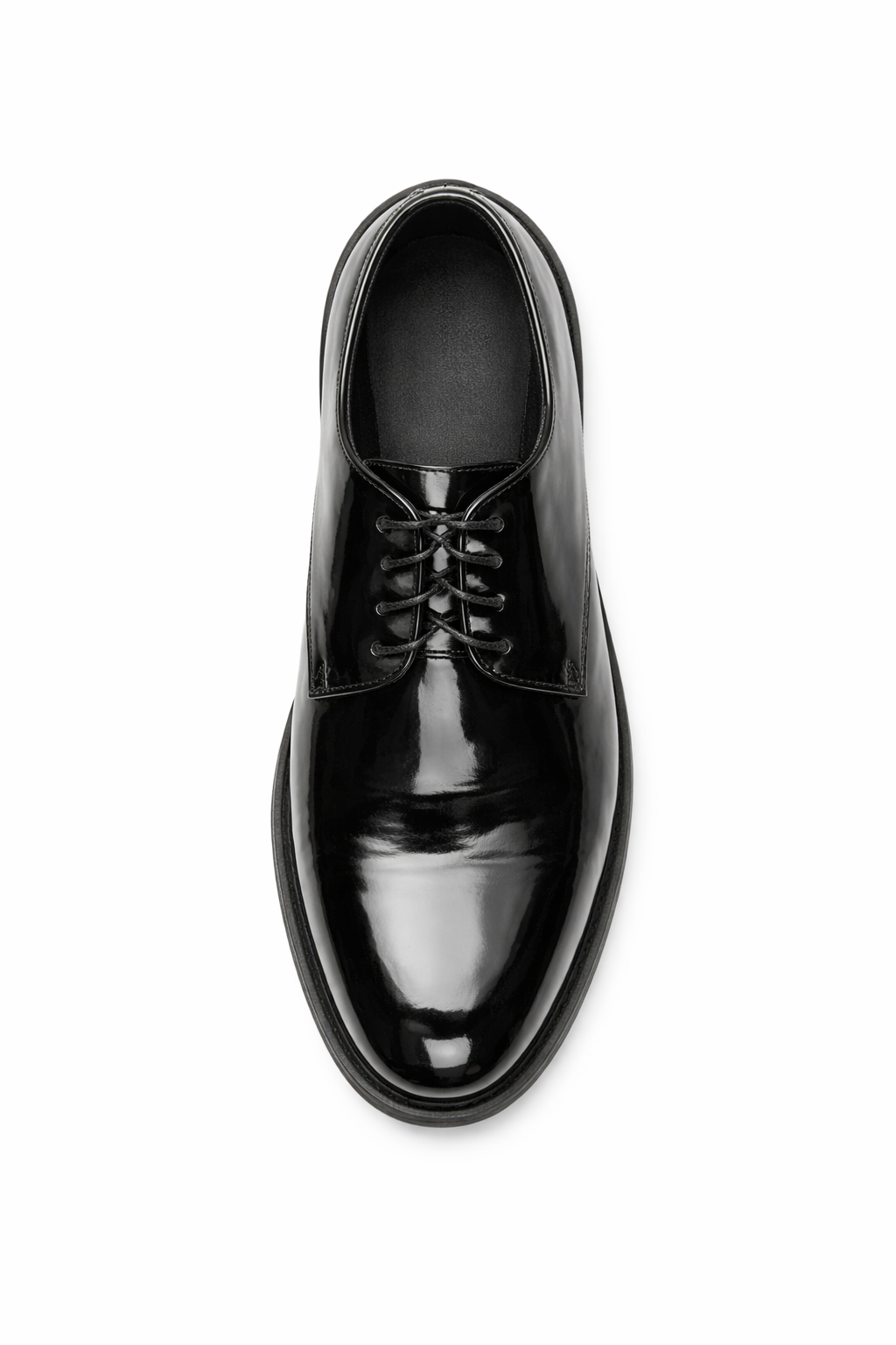 Mens Black Shiny Dress Shoe - Lace-up Style  Secure and Adjustable