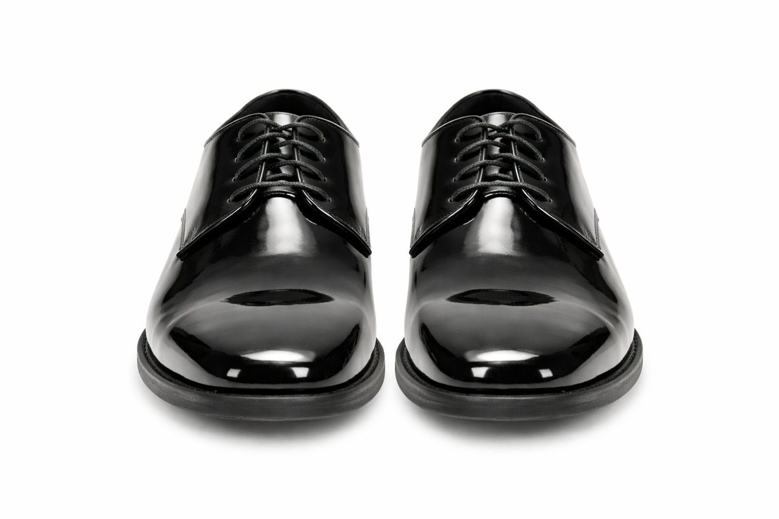 Mens Black Shiny Dress Shoe - Lace-up Style  Secure and Adjustable