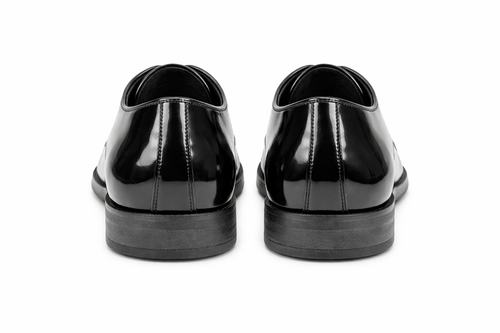 Mens Black Shiny Dress Shoe - Lace-up Style  Secure and Adjustable