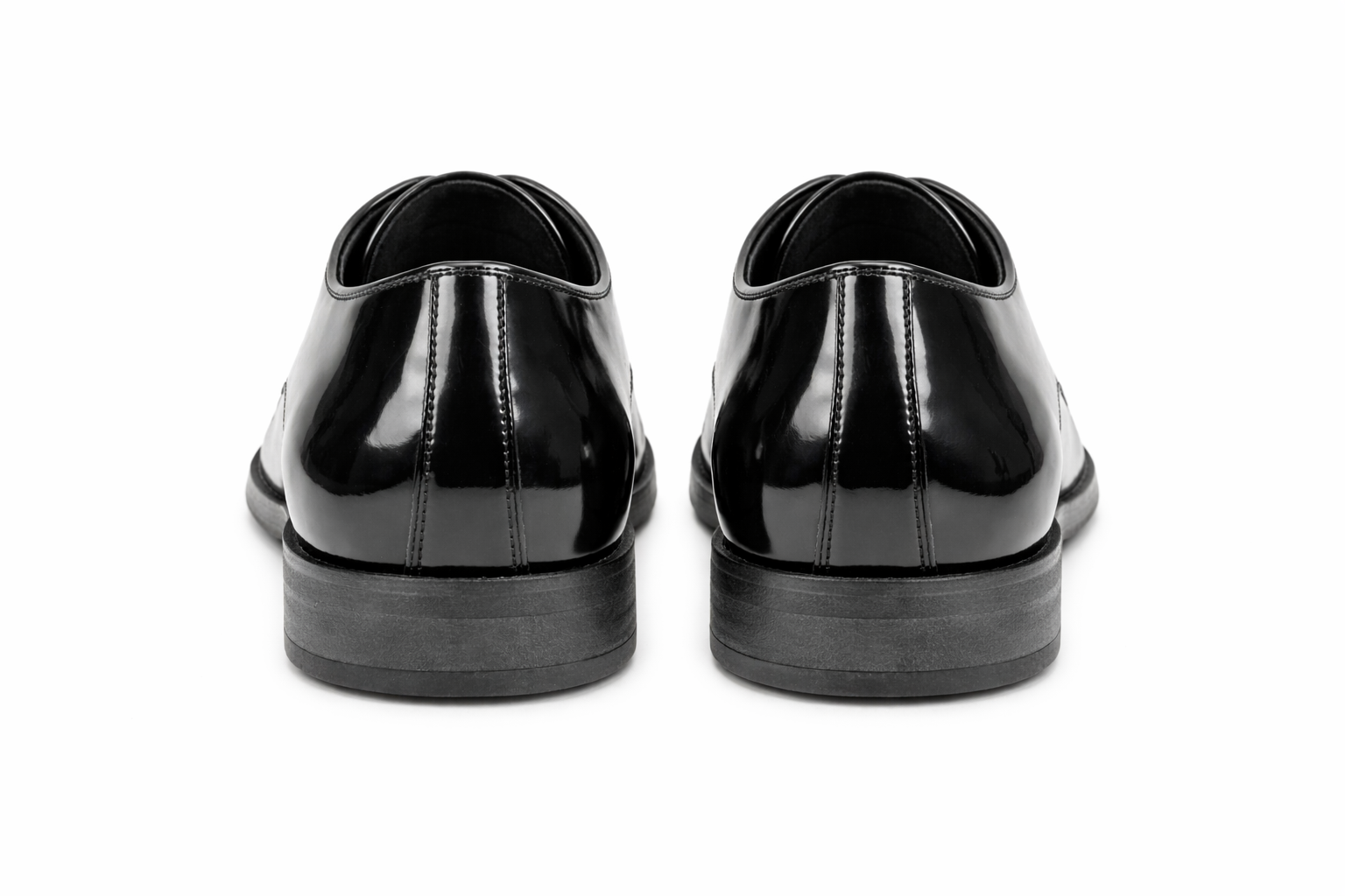 Mens Black Shiny Dress Shoe - Lace-up Style  Secure and Adjustable