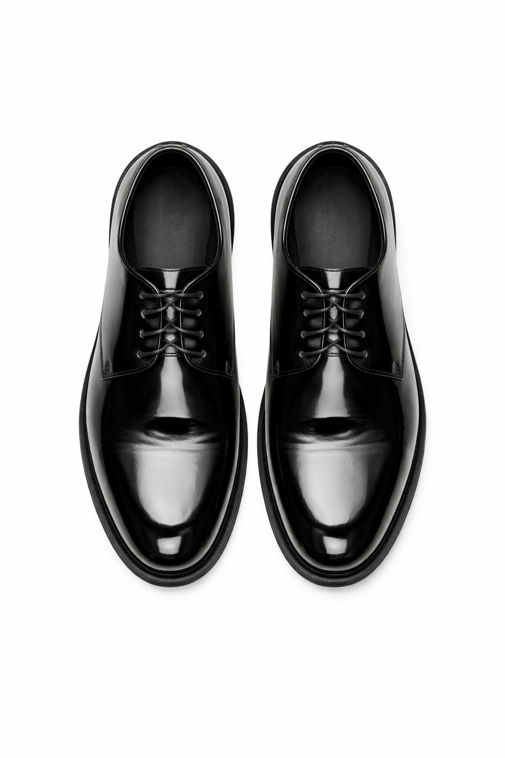 Mens Black Shiny Dress Shoe - Lace-up Style  Secure and Adjustable