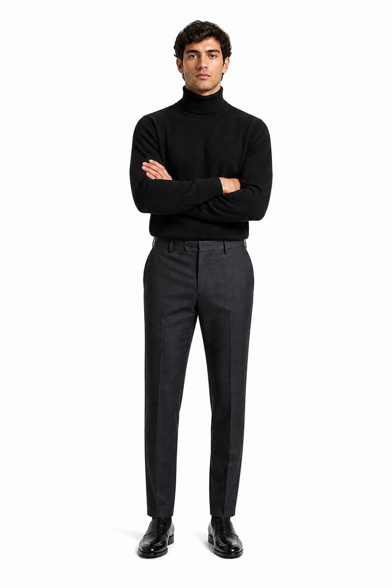 Men's Black Turtleneck Sweater â€“ Classic Slim Fit Knit Pullover for Winter Layering